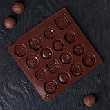 Форма для льда и шоколада Доляна «Пуговки», 17,4×16,5×0,4 см, 16 ячеек, цвет МИКС, фото 2