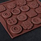 Форма для льда и шоколада Доляна «Пуговки», 17,4×16,5×0,4 см, 16 ячеек, цвет МИКС, фото 4