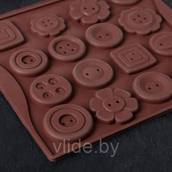 Форма для льда и шоколада Доляна «Пуговки», 17,4×16,5×0,4 см, 16 ячеек, цвет МИКС - фото 4 - id-p151880668