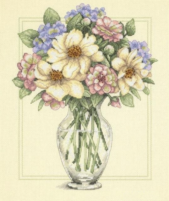 Набор для вышивания крестом «Цветы в высокой вазе» «Flowers in Tall Vase» - фото 1 - id-p151912242