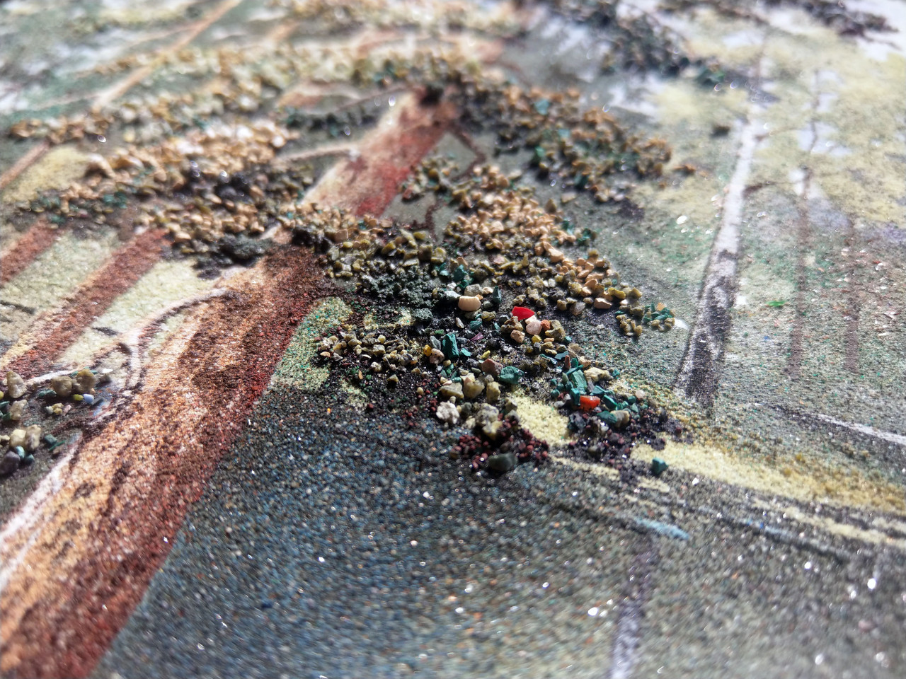 Картина на мраморе, натуральными красками из минералов и камней. Лес и озеро - фото 2 - id-p151915596