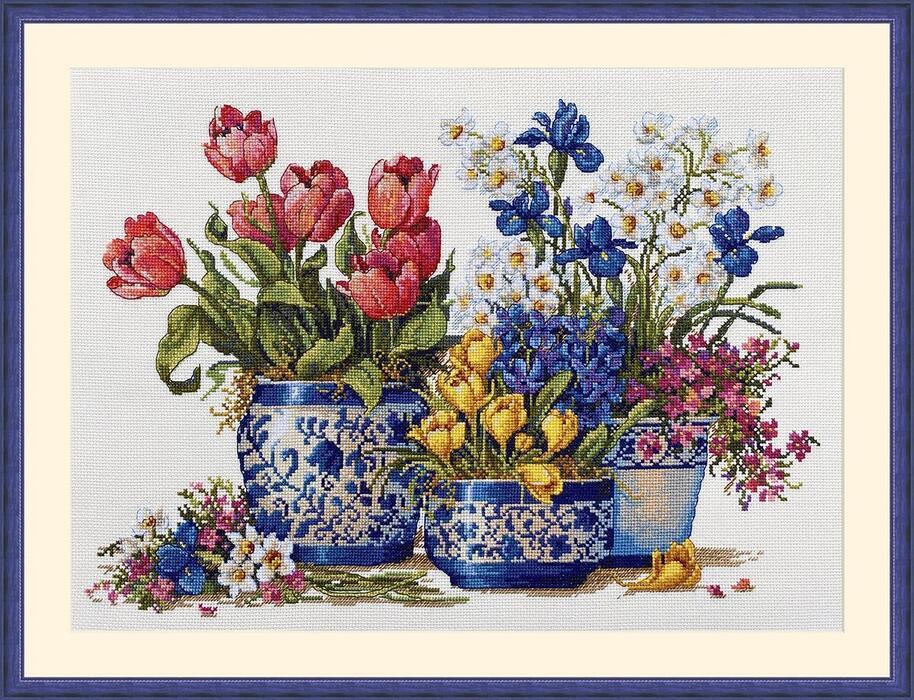 Набор для вышивания крестом "Весенний сад в синем" - фото 1 - id-p151922112