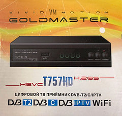 Ресивер GoldMaster Т-757HD HEVC H.265 (комплект:ресивер, пульт ДУ, AC адаптер HJ-050200E)