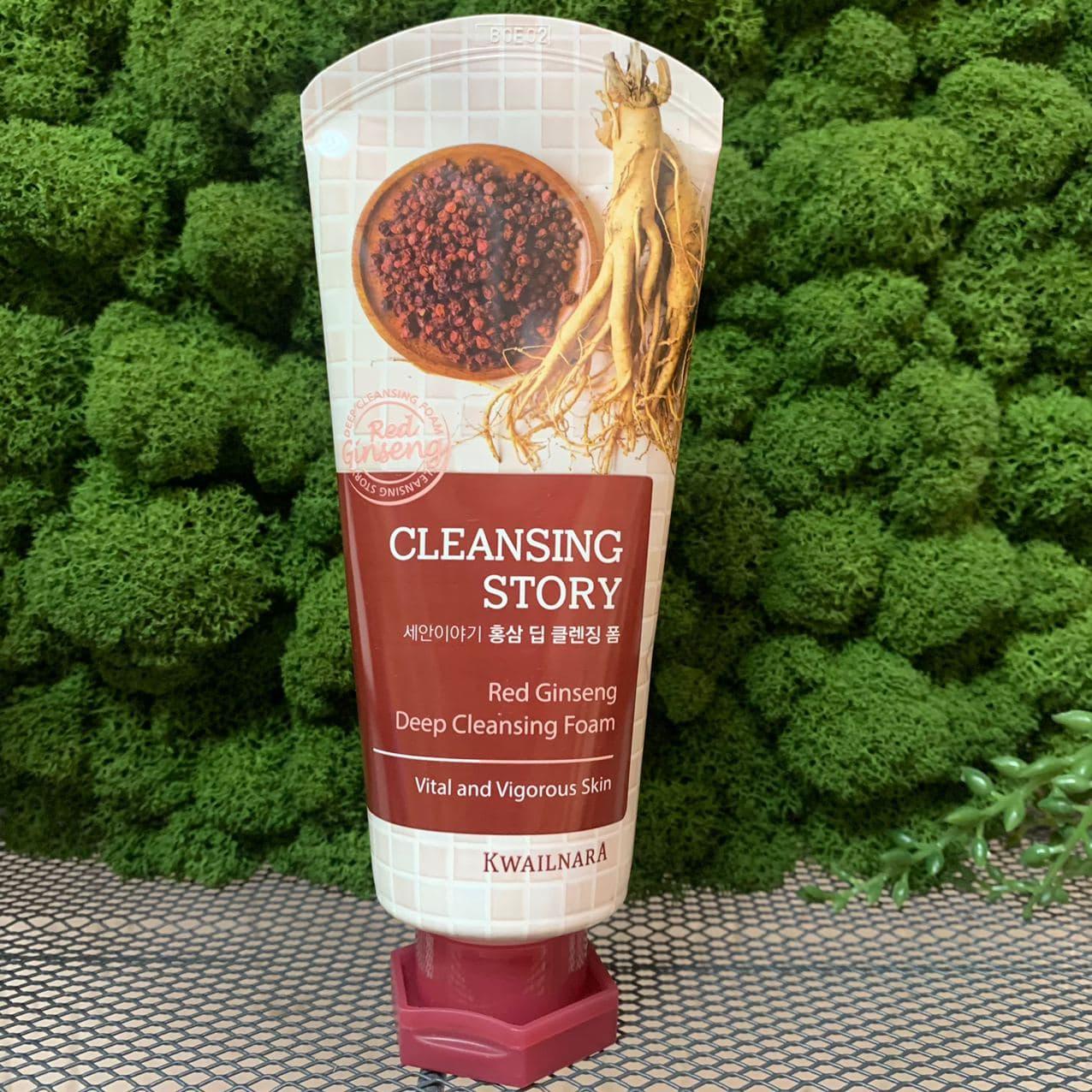 Пенка для умывания WELCOS Kwailnara Cleansing Story Deep Cleansing Foam Red Ginseng