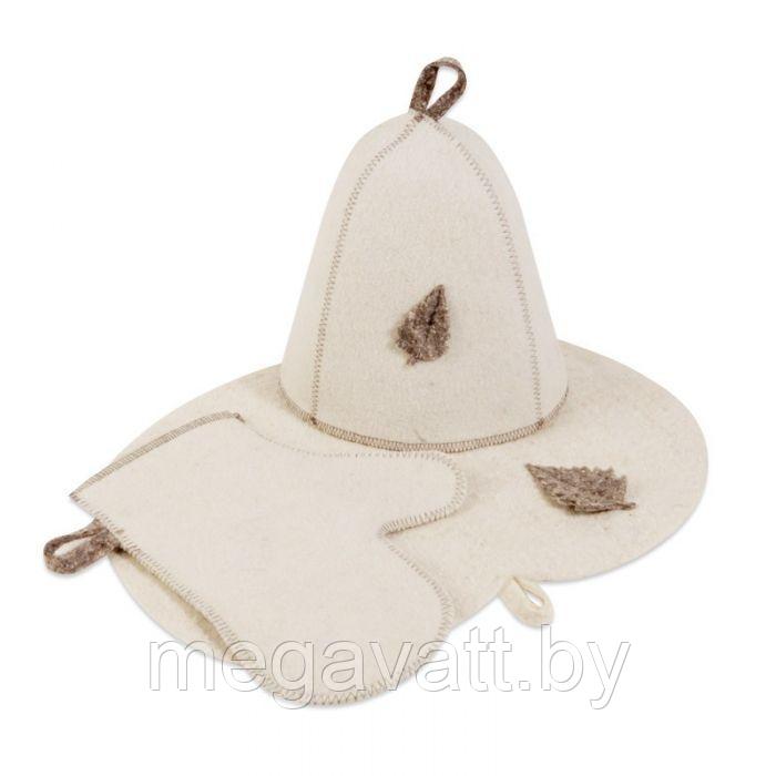 Комплект банный (шапка,рукавица,коврик), войлок - фото 1 - id-p110695516