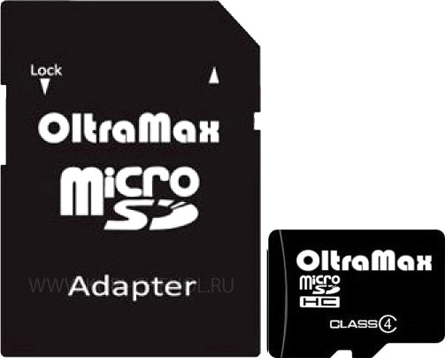 Карта памяти Oltramax microSDHC Class 4 4GB + адаптер
