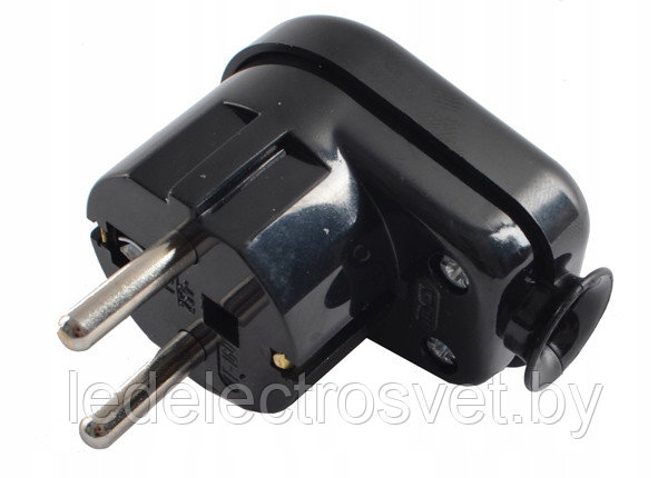 Вилка плоская 2P+E 16A, 250V, 8mm, черный