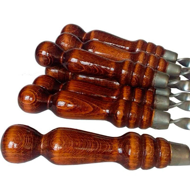 Набор кованых шампуров с деревянной ручкой (5 шт.) - фото 7 - id-p133696257