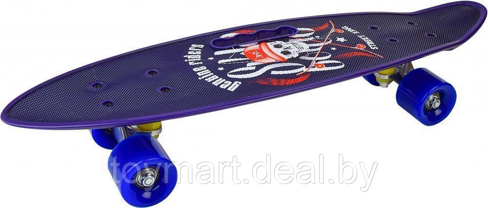 Скейтборд (пенни борд) с ручкой - Пираты, светящиеся колёса, 885/17mi - фото 3 - id-p150736524