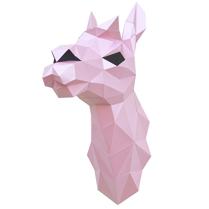 Лама Диана (розовая). 3D конструктор - оригами из картона