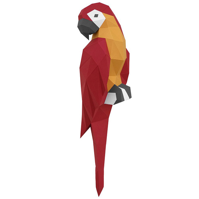 Попугай Ара (красный). 3D конструктор - оригами из картона