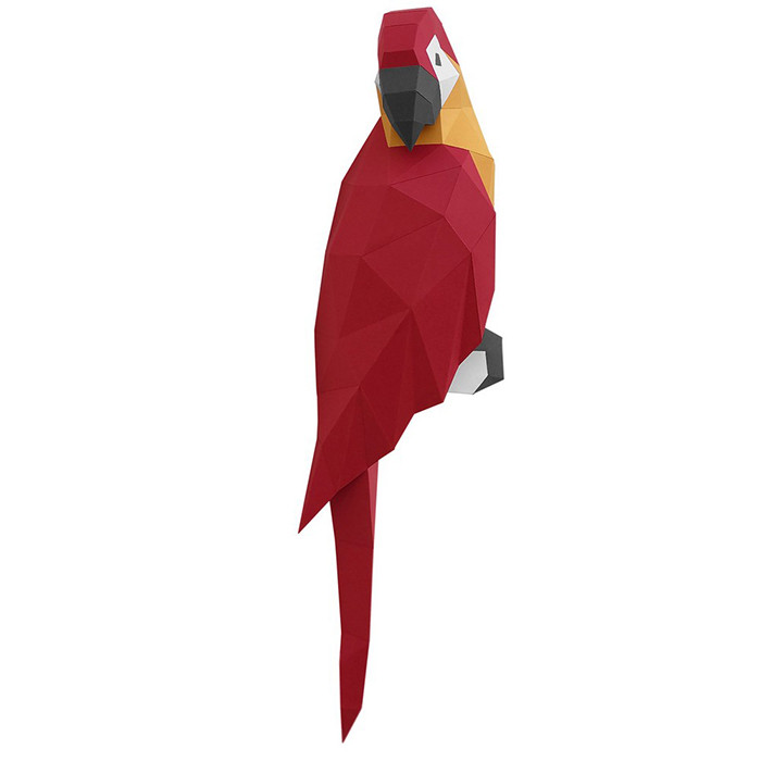 Попугай Ара (красный). 3D конструктор - оригами из картона - фото 4 - id-p152050065