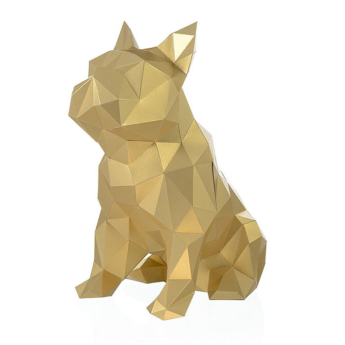 Бульдог Жульен (золотой). 3D конструктор - оригами из картона