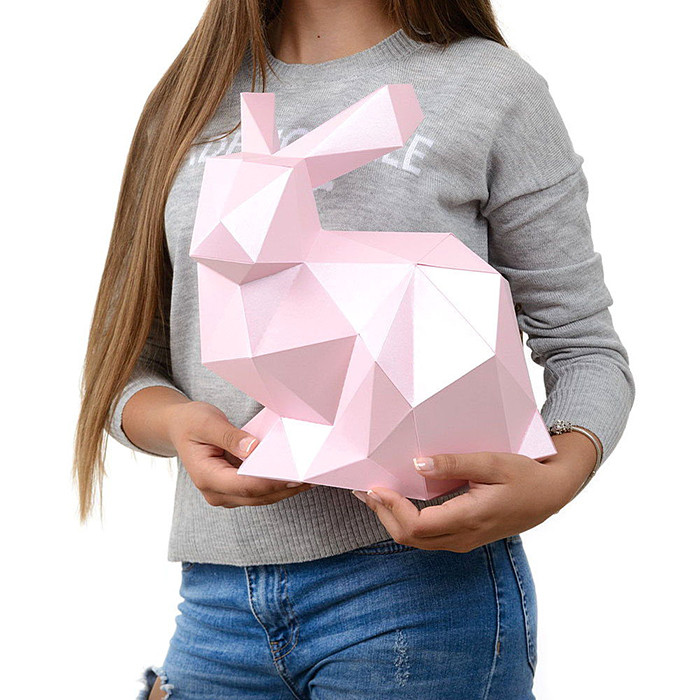 Кролик Няш (розовый). 3D конструктор - оригами из картона - фото 4 - id-p152050067
