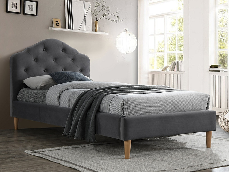 Кровать Signal CHLOE VELVET BLUVEL 14 (серый/дуб) 90/200