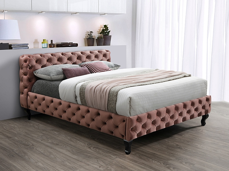 Кровать Signal HERRERA VELVET BLUVEL 52 (античный розовый/венге) 160/200