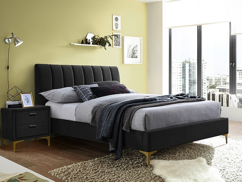 Кровать Signal MIRAGE VELVET TAP. 186 (черный/золотой) 160/200