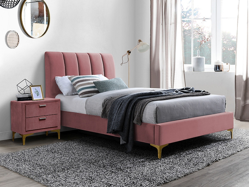Кровать Signal MIRAGE VELVET TAP. 185 (античный розовый/золотой) 90/200