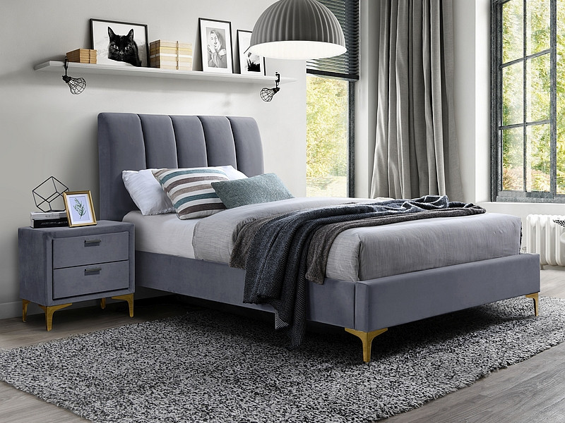 Кровать Signal MIRAGE VELVET TAP. 142 (серый/золотой) 90/200