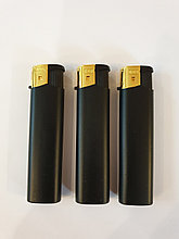 Зажигалка карманная, пьезо, черная с золотом, многоразовая ТМ RED мод. DY-130