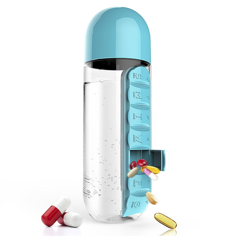 Таблетница-органайзер на каждый день Pill & Vitamin Organizer с бутылкой для воды - фото 2 - id-p152073818