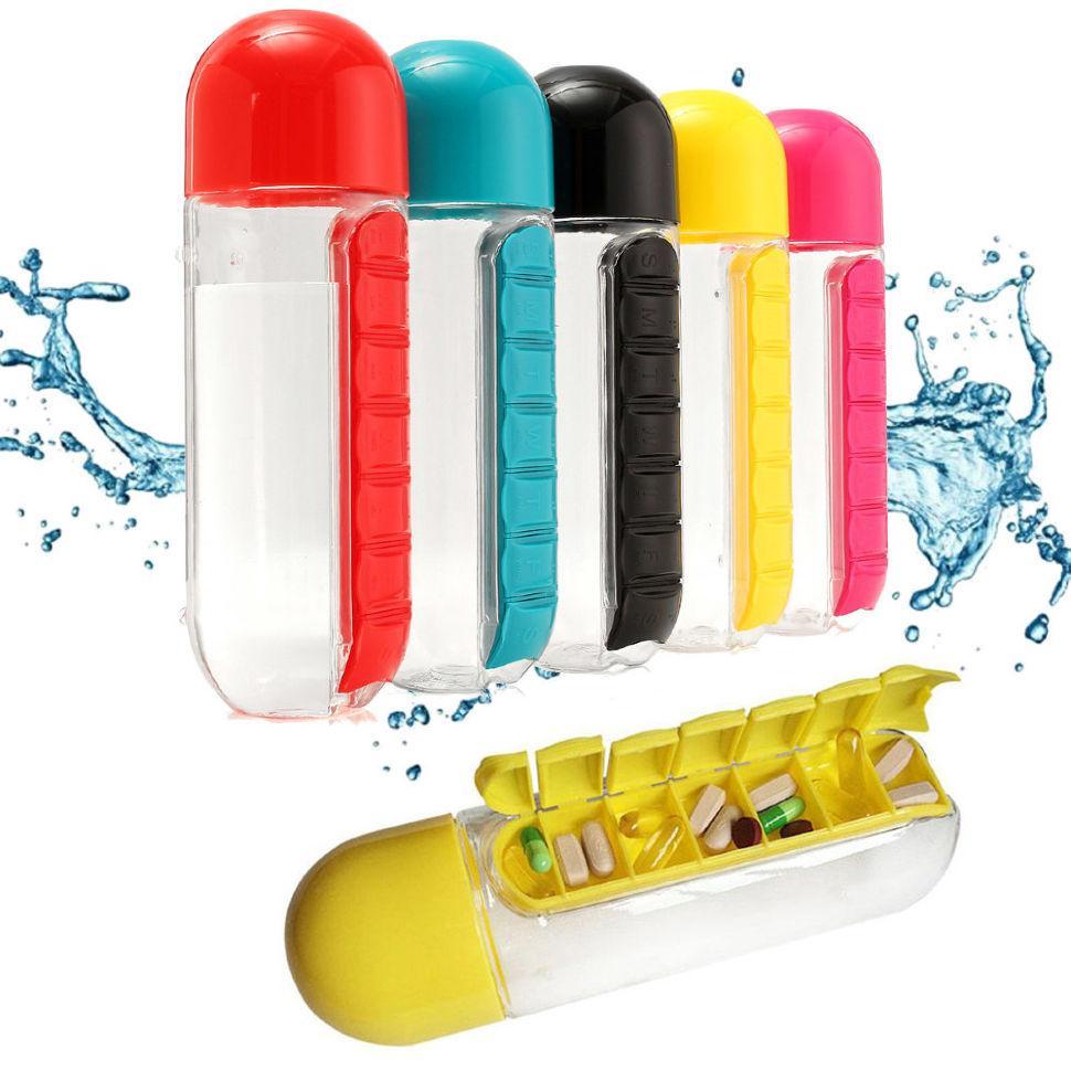 Таблетница-органайзер на каждый день Pill & Vitamin Organizer с бутылкой для воды - фото 1 - id-p152073818