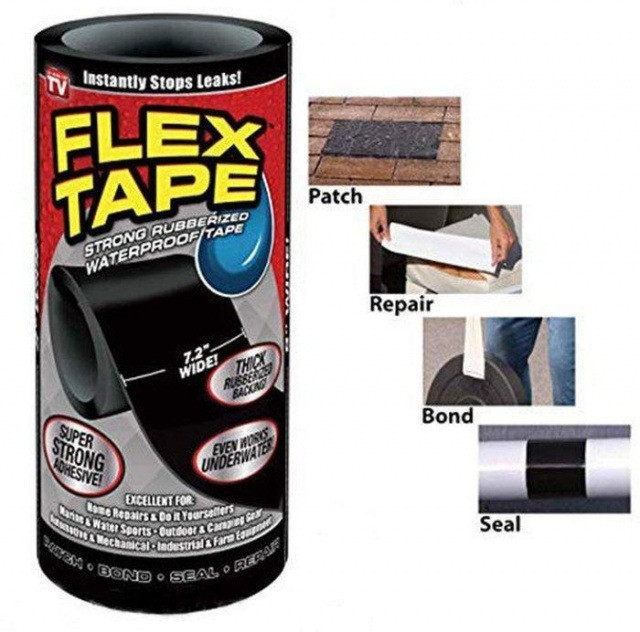 Водонепроницаемая клейкая изоляционная лента (большой) Flex Tape 12 (30х150 см) Черная