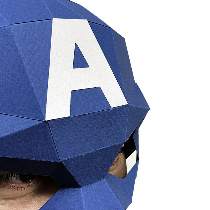Маска Капитан Америка. 3D конструктор - оригами из картона - фото 3 - id-p152097194