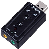 Звуковой адаптер - внешняя звуковая карта USB 3D 2.1/7.1-канальная, кнопки, черный 555739