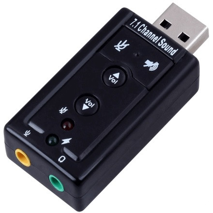 Звуковой адаптер - внешняя звуковая карта USB 3D 2.1/7.1-канальная, кнопки, черный 555739, фото 1