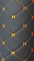 Ткань  автомобильная Ромб (черный-оранжевая нитка)