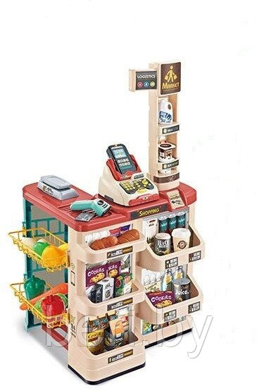 668-84 Супермаркет, детский игровой набор "Магазин", домашний супермаркет с корзинкой, 48 предметов - фото 2 - id-p152079564