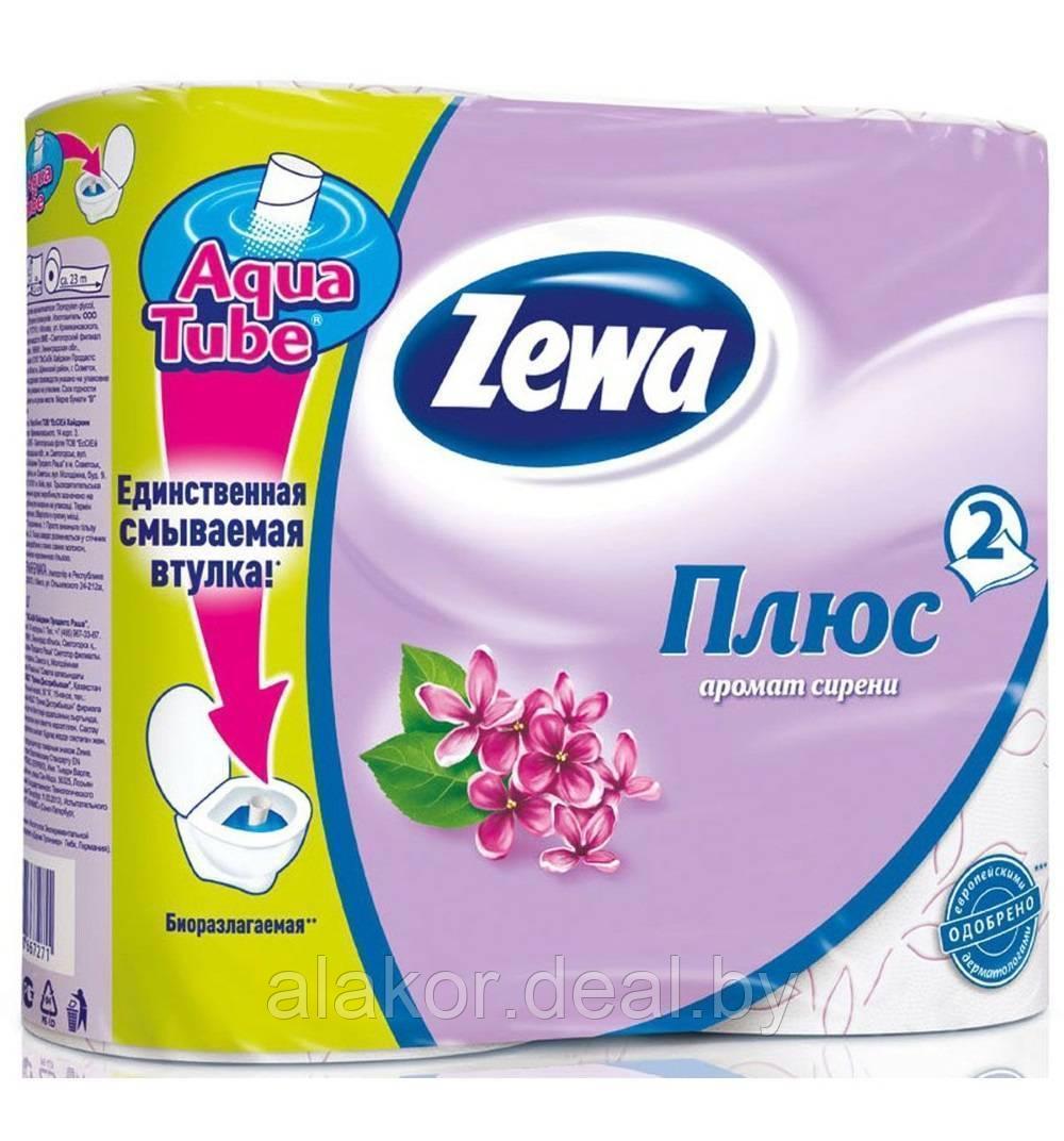 Бумага туалетная, двухслойная, белая, с ароматом сирени, «Zewa Plus» (4рул./уп. )
