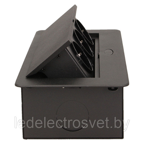 Блок розеточный встраиваемый 3x2P+E со шторками, без кабеля, 3600Вт, металл, черный - фото 3 - id-p152129613