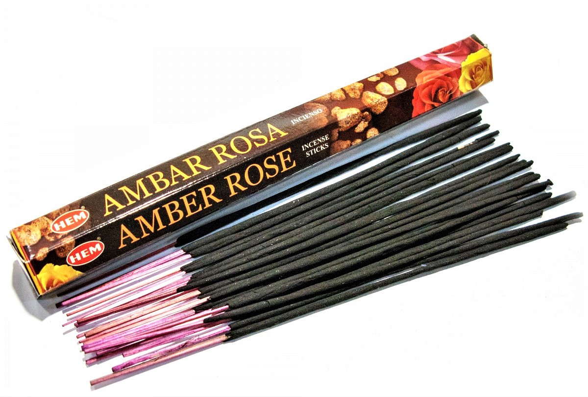 Благовония Амбер Роза (HEM Amber Rose), 20шт - изысканный терпкий аромат - фото 1 - id-p152131250