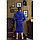 Халат мужской, капюшон+кант, размер 52, синий, махра, фото 2