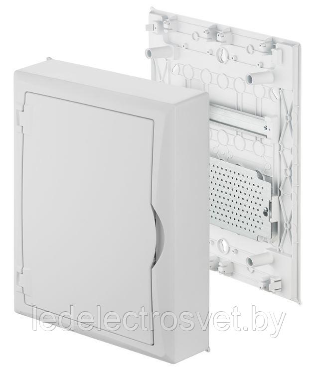 Щит навесной ECO BOX мультимед, TS35+1x МП перф.118x270mm, белая пласт. дверь, белый RAL9003, 434x354x105mm, - фото 1 - id-p152146416