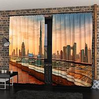 Фотошторы «Завораживающий закат в Дубае», размер 150х260 см, габардин