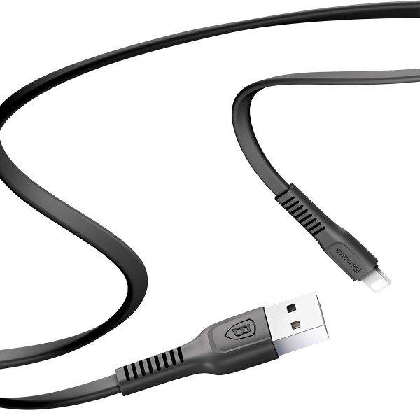 Кабель USB Lightning для Apple Baseus CALZY-B01 плоский 2A 1 метр черный - фото 2 - id-p102602933