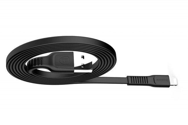 Кабель USB Lightning для Apple Baseus CALZY-B01 плоский 2A 1 метр черный - фото 3 - id-p102602933