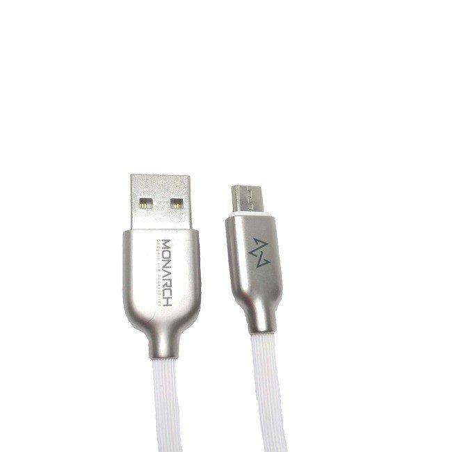 Кабель USB 2.0 Micro Usb MONARCH усиленный плетеный 1,2 метра белый - фото 1 - id-p102602947