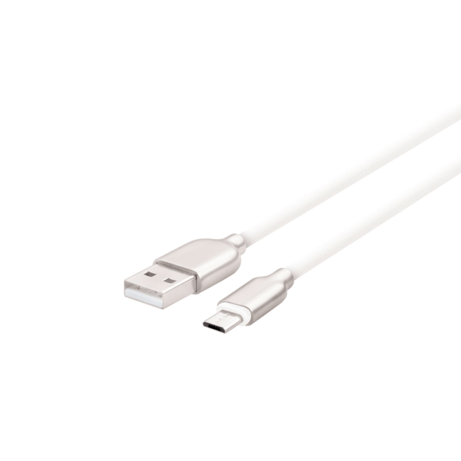 Кабель USB 2.0 Micro Usb MONARCH усиленный плетеный 1,2 метра белый - фото 2 - id-p102602947