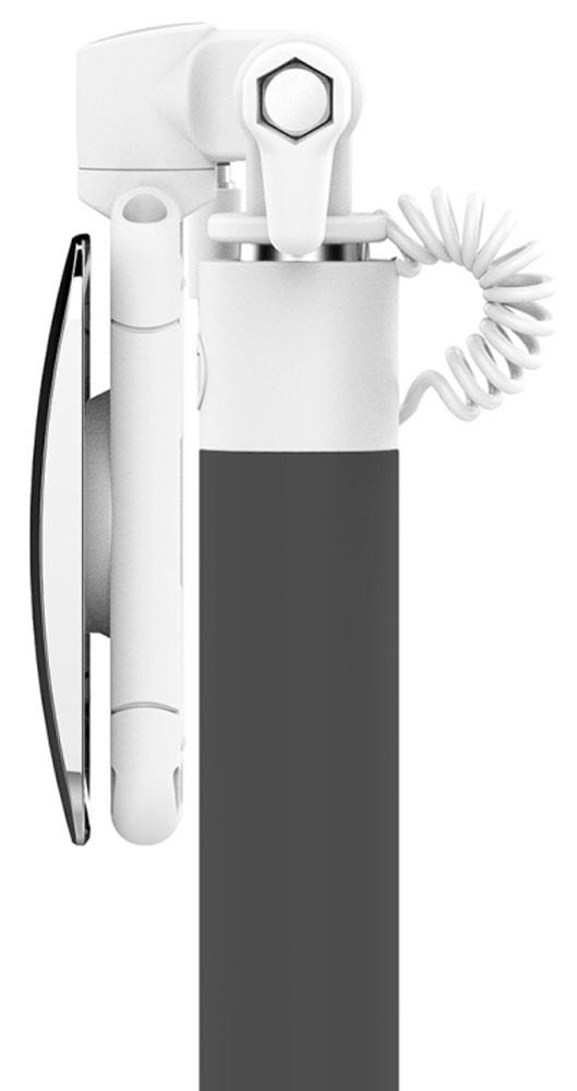 Монопод для селфи с зеркалом Rock Mini Selfie stick with wire control & mirror (black) - фото 4 - id-p152177175