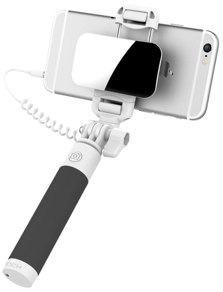 Монопод для селфи с зеркалом Rock Mini Selfie stick with wire control & mirror (black) - фото 5 - id-p152177175