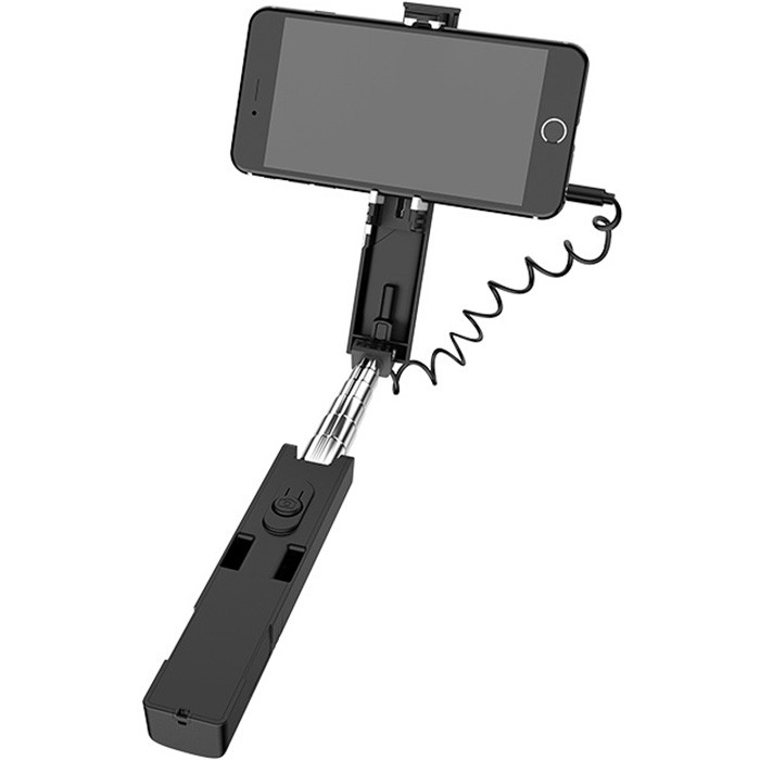 Монопод для селфи Borofone BY3 3.5mm wired remote control selfie stick (black) - фото 4 - id-p152179231