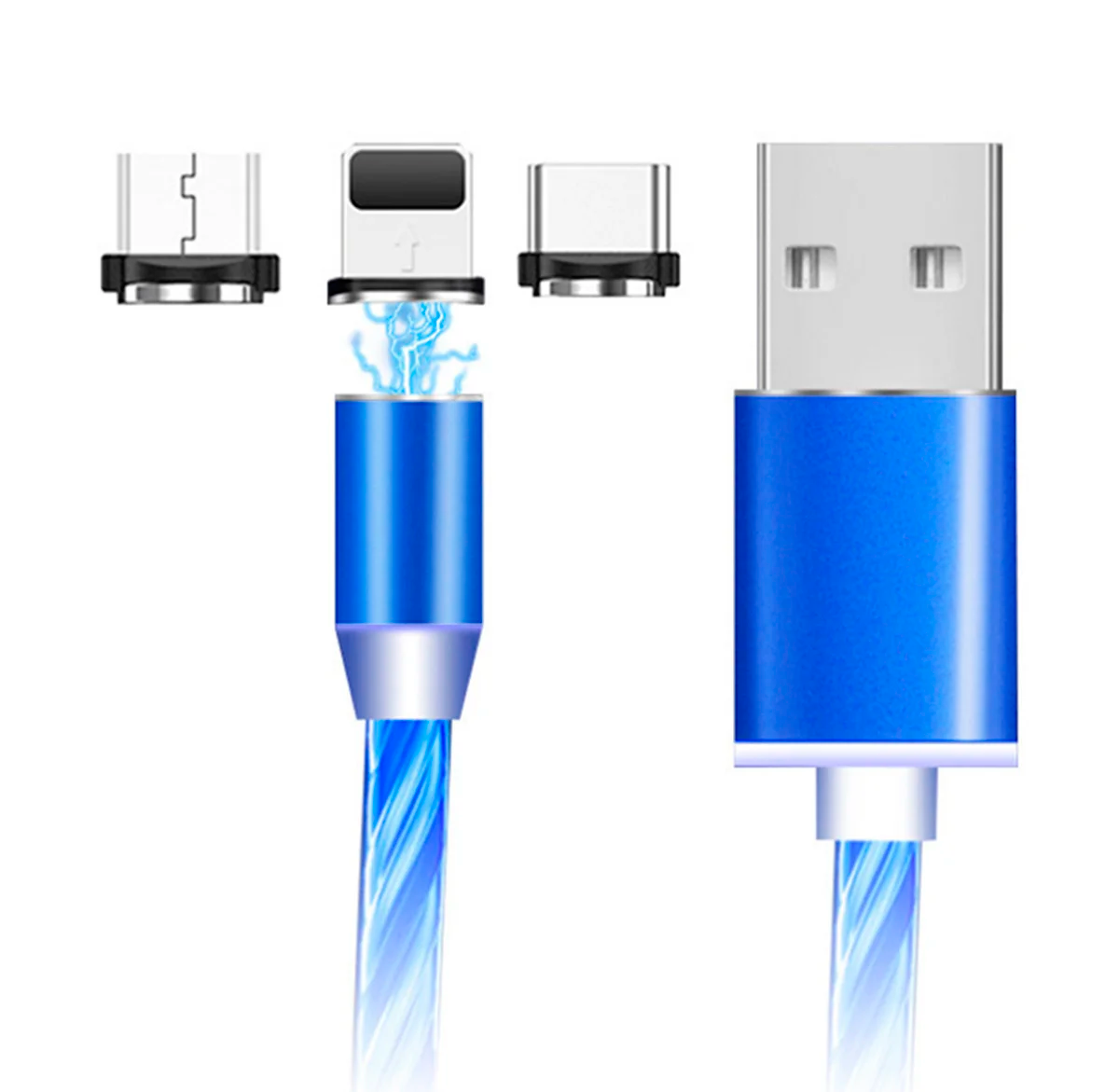 Магнитный кабель для зарядки USB 3 в 1 SiPl LED - фото 2 - id-p152230500