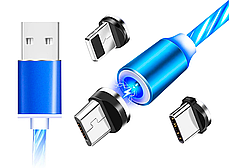 Магнитный кабель для зарядки USB 3 в 1 SiPl LED, фото 3