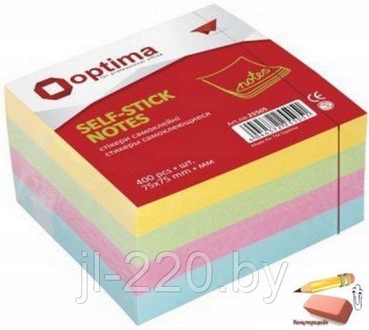 Стикеры Optima 50х50 мм., 250 листов, пастель, 4 цвета