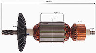 Якорь (ротор) для циркулярной пилы BOSCH PKS, GKS 54 ( L-170mm * D-40мм, хвостовик-6-зубов /влево) НЕОРИГИНАЛ