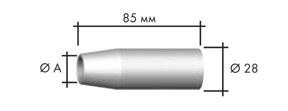 Газовое сопло цилиндрическое 19*85*28 № 145.D245 для RF GRIP 45 - фото 1 - id-p152261182